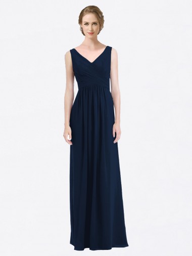 Soft Chiffon V-Neck Sleeveless Low Back Long Evening Gowns / Bridesmaid Dress Kent