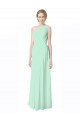 Soft Chiffon One Shoulder Sleeveless Mint Green Long Bridesmaid Dress Kent
