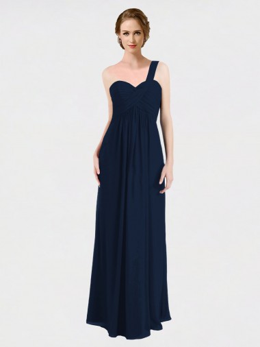 Soft Chiffon One Shoulder Sleeveless Low Back Long Bridesmaid Dress / Formal Dress Kent