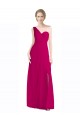 Soft Chiffon One Shoulder Sleeveless Red Long Bridesmaid Dress Kent