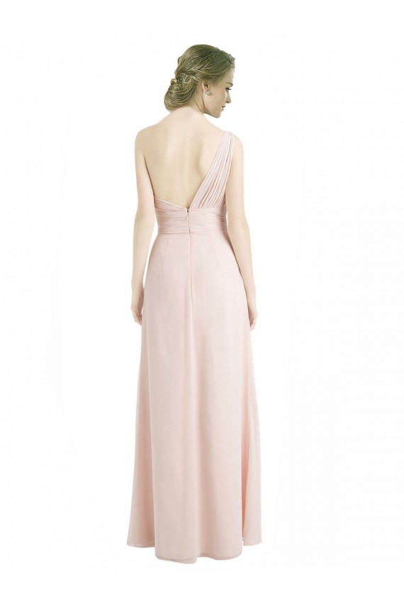 Soft Chiffon One Shoulder Sleeveless Red Long Bridesmaid Dress Kent