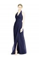 Soft Chiffon Halter Neck Sleeveless Open Back Dark Navy Long Formal Dress / Bridesmaid Dress Kent