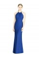 Soft Chiffon Halter Neck Sleeveless Open Back Royal Blue Long Bridesmaid Dress Kent