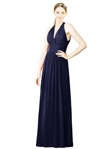 Chiffon Halter Neck Sleeveless Keyhole Back Long Bridesmaid Dresses Kent