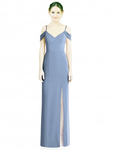 Soft Chiffon Off the Shoulder Cold Shoulder Open Back Long Formal Evening Gown / Bridesmaid Dress Kent