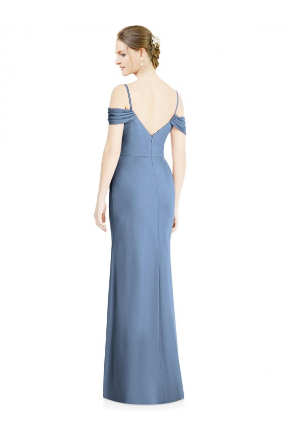 Soft Chiffon Off the Shoulder Cold Shoulder Open Back Long Formal Evening Gown / Bridesmaid Dress Kent