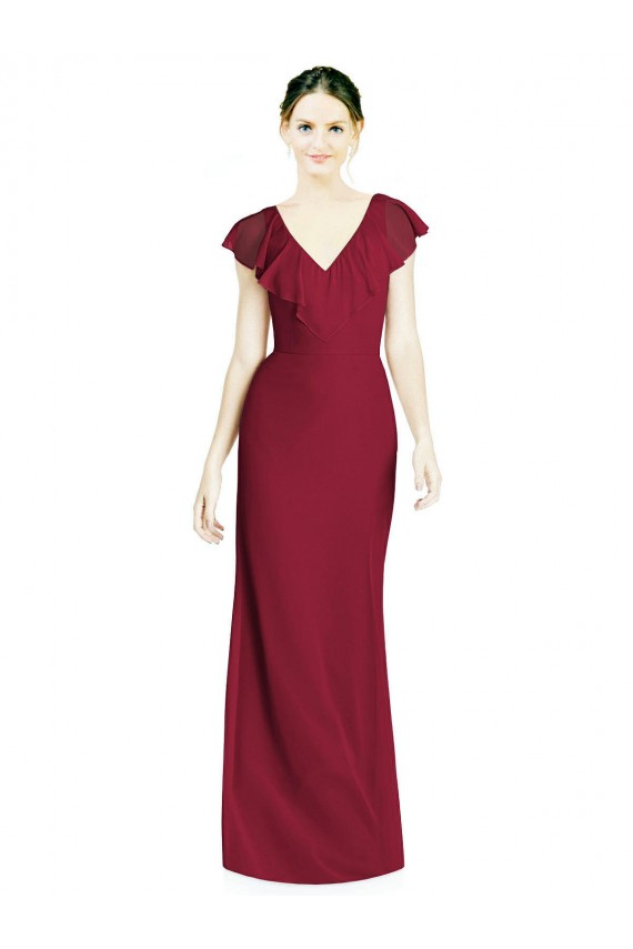 Soft Chiffon V-Neck Sleeveless V-Back Trumpet Long Bridesmaid Dress Kent