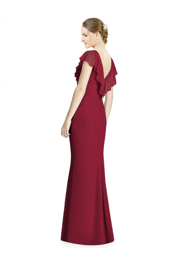 Soft Chiffon V-Neck Sleeveless V-Back Trumpet Long Bridesmaid Dress Kent