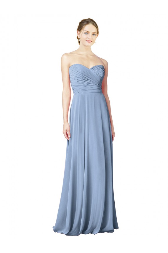 Chiffon Sweetheart Sleeveless Low Back Long Wedding Party Dress Kent