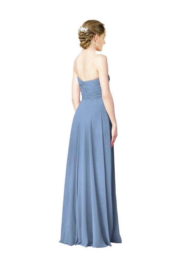 Chiffon Sweetheart Sleeveless Low Back Long Wedding Party Dress Kent