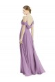 Soft Chiffon Off the Shoulder Sleeveless Low Back Long Semi Formal Evening Dress / Bridesmaid Dress Kent