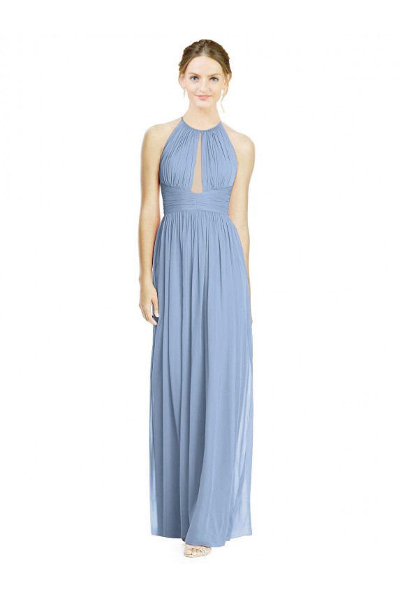 Chiffon Halter Neck Sleeveless Long Wedding Party Dress Kent