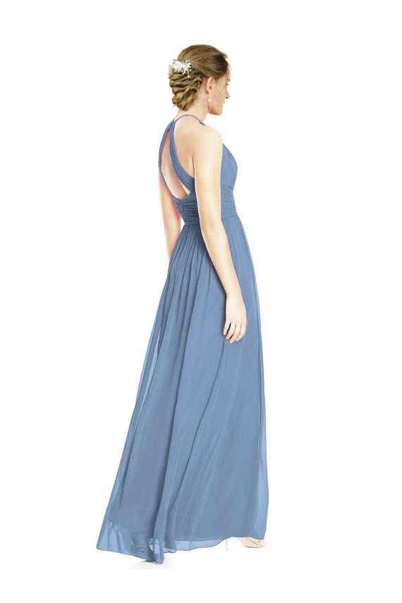 Chiffon Halter Neck Sleeveless Long Wedding Party Dress Kent