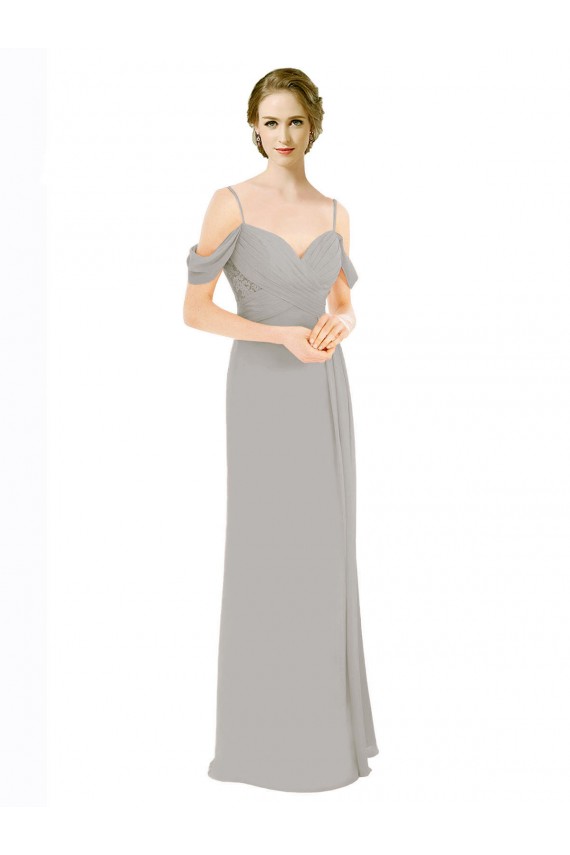 Soft Chiffon & Lace Off the Shoulder Cold Shoulder Low Back Long Bridesmaid Dress Kent