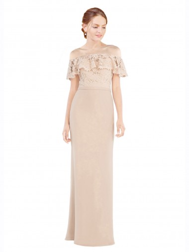 Soft Chiffon & Lace Off the Shoulder Sleeveless Long Prom Dress / Bridesmaid Dress Kent