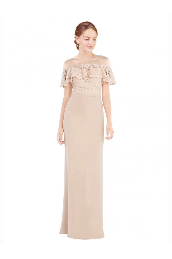Soft Chiffon & Lace Off the Shoulder Sleeveless Long Prom Dress / Bridesmaid Dress Kent