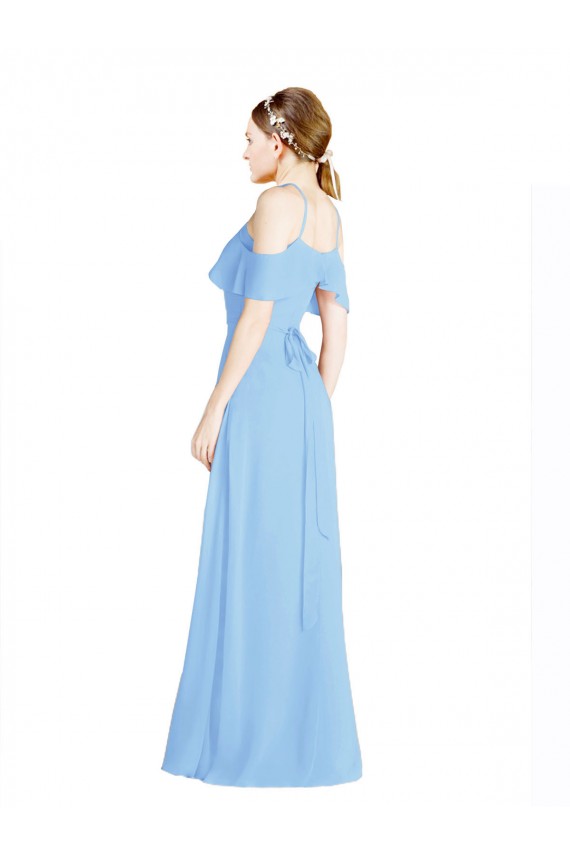 Soft Chiffon Halter Neck Cold Shoulder Low Back Long Formal Dress / Bridesmaid Dress Kent