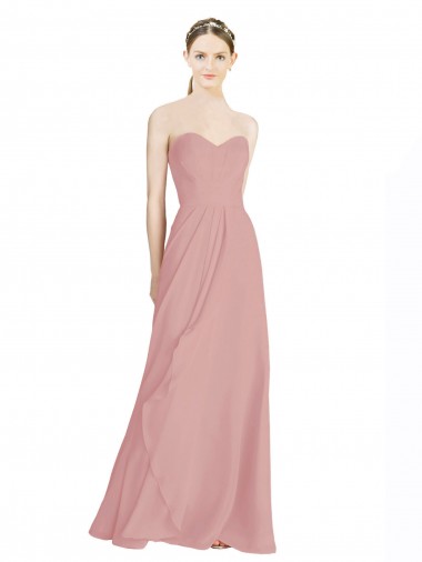 Soft Chiffon Sweetheart Sleeveless Low Back Long Bridesmaid Dress / Formal Dress Kent