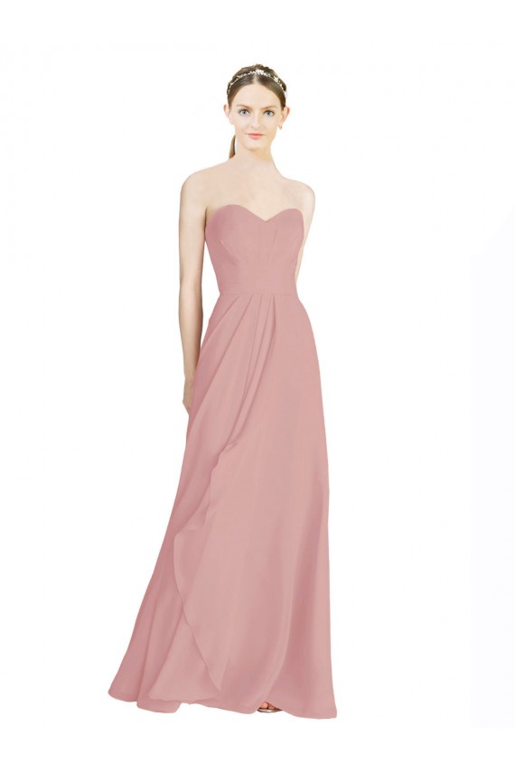 Soft Chiffon Sweetheart Sleeveless Low Back Long Bridesmaid Dress / Formal Dress Kent