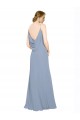 Chiffon Spaghetti Straps Sleeveless Dusty Blue Long Bridesmaid Dress / Evening Dress Kent