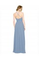 Chiffon Halter Neck Sleeveless Open Back Dusty Blue Long Bridesmaid Dress / Evening Dress Kent
