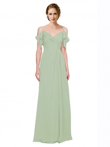 Lxue Chiffon Off the Shoulder Sleeveless Low Back Long Bridesmaid Dress Kent