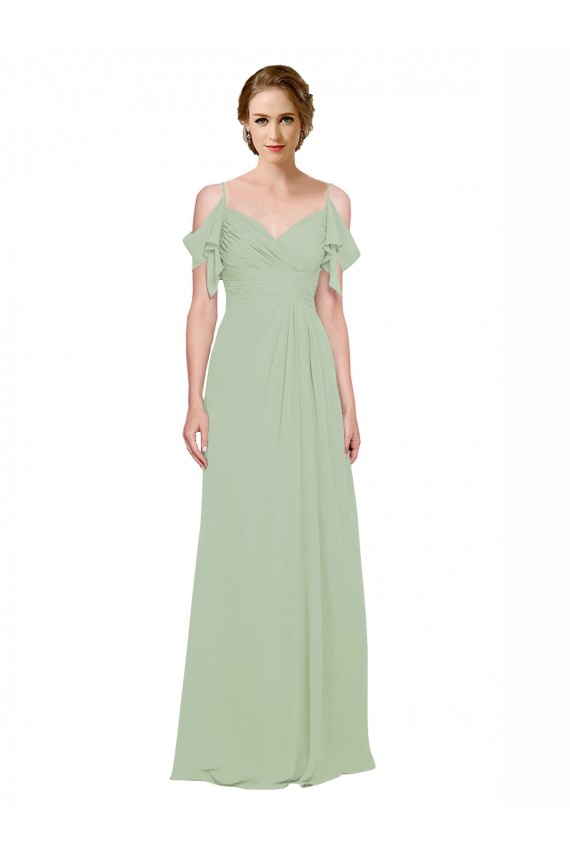 Lxue Chiffon Off the Shoulder Sleeveless Low Back Long Bridesmaid Dress Kent