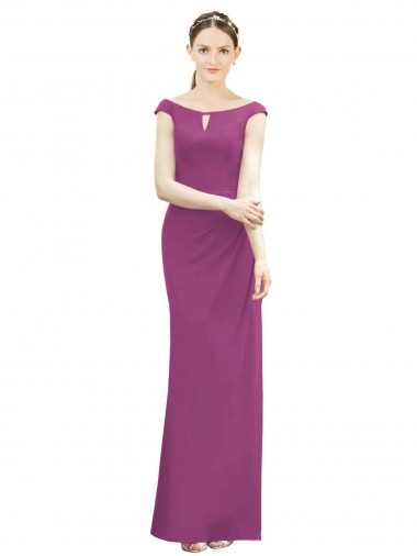 Soft Chiffon Boat Neck Sleeveless Long Bridesmaid Dress Kent