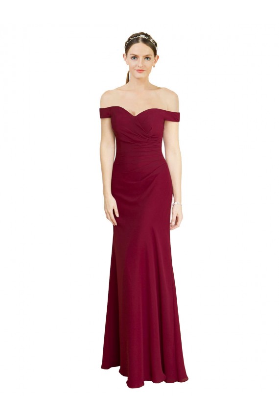 Soft Chiffon Off the Shoulder Sleeveless Long Black Tie Prom Dress / Bridesmaid Dress Kent