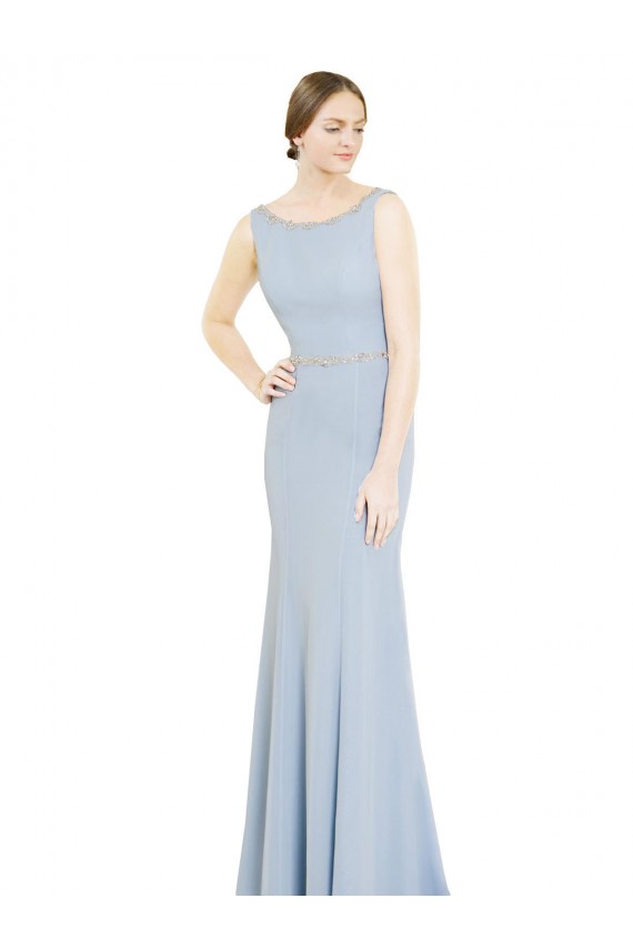 Soft Chiffon Boat Neck Sleeveless Low Back Long Bridesmaid Dress Kent