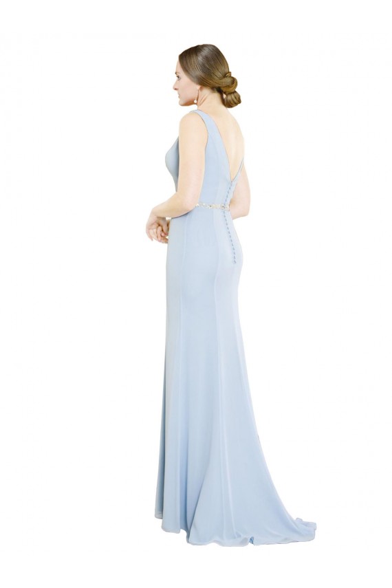 Soft Chiffon Boat Neck Sleeveless Low Back Long Bridesmaid Dress Kent