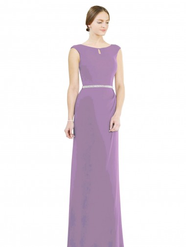 Soft Chiffon Boat Neck Sleeveless Low Back Long Formal Dress / Bridesmaid Dress Kent