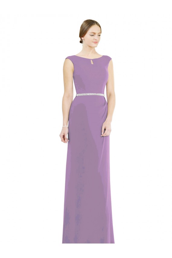 Soft Chiffon Boat Neck Sleeveless Low Back Long Formal Dress / Bridesmaid Dress Kent
