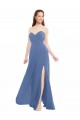 Soft Chiffon Sweetheart Sleeveless Windsor Blue Long Bridesmaid Dresses Kent