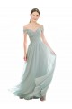 Soft Chiffon & Lace Off the Shoulder Cap Sleeves Long Bridesmaid Dress Kent