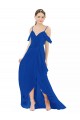 Soft Chiffon V-Neck Cold Shoulder Long High Low Bridesmaid Dress Kent