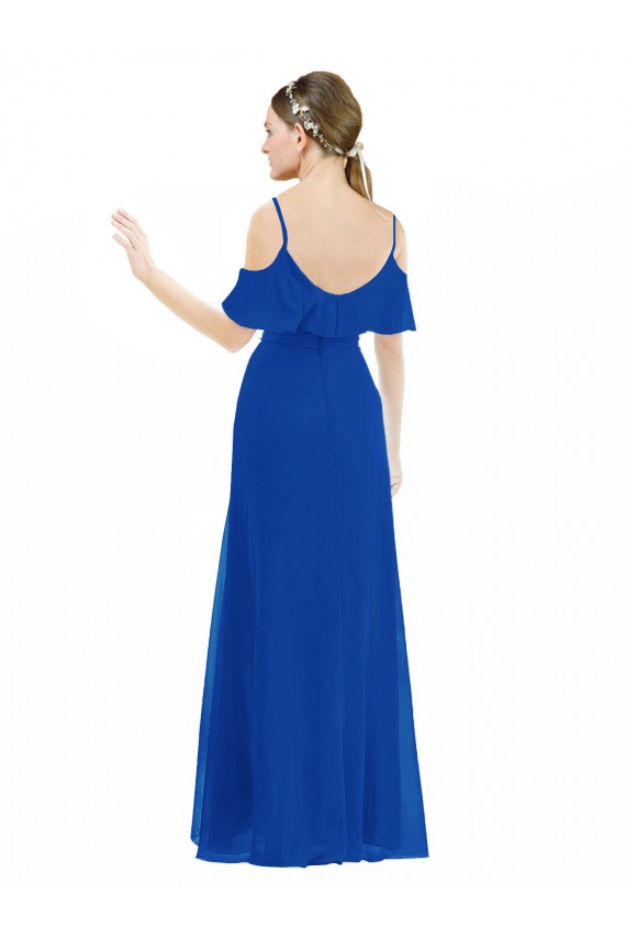 Soft Chiffon V-Neck Cold Shoulder Long High Low Bridesmaid Dress Kent