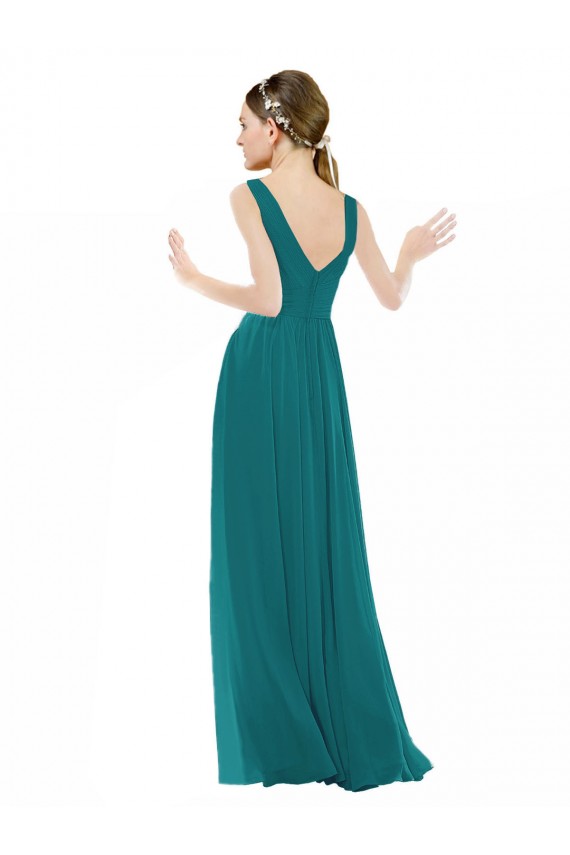 Chiffon V-Neck Sleeveless Hunter Long Bridesmaid Gowns Kent