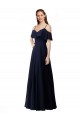 Soft Chiffon Off the Shoulder Sleeveless A-Line Long Bridesmaid Dress Kent