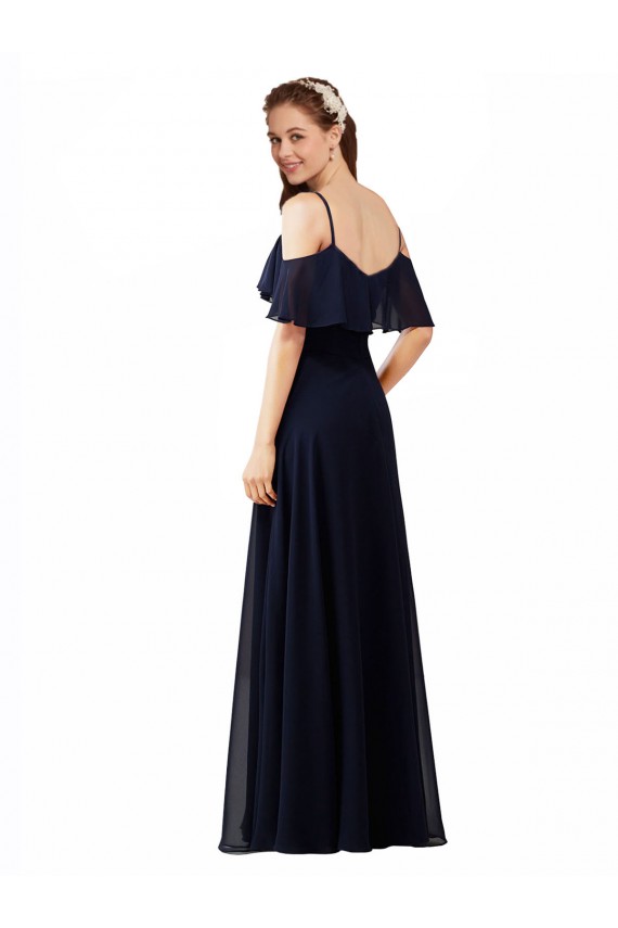 Soft Chiffon Off the Shoulder Sleeveless A-Line Long Bridesmaid Dress Kent