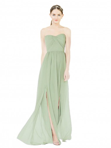 Soft Chiffon Sweetheart Sleeveless Low Back Long Semi Formal Evening Dress / Bridesmaid Dress Kent