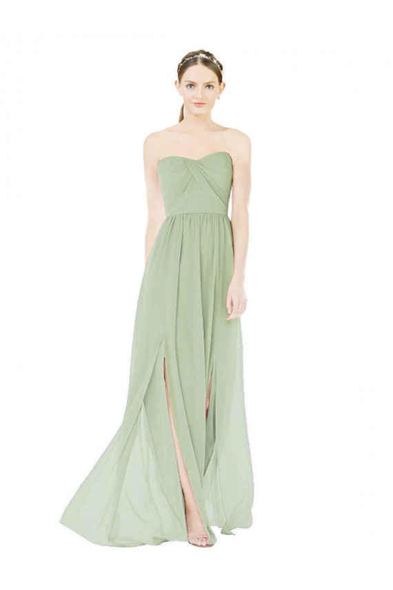 Soft Chiffon Sweetheart Sleeveless Low Back Long Semi Formal Evening Dress / Bridesmaid Dress Kent