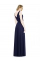 Soft Chiffon Cowl Neck Sleeveless V-Back Dark Navy Long Bridesmaid Dress Kent