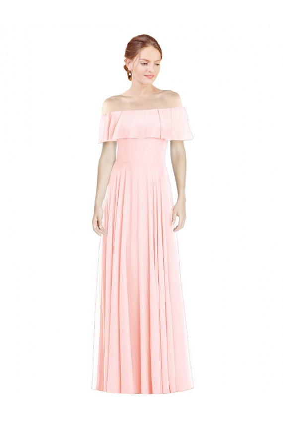 Soft Chiffon Off the Shoulder Sleeveless Long Formal Bridesmaid Dress Kent