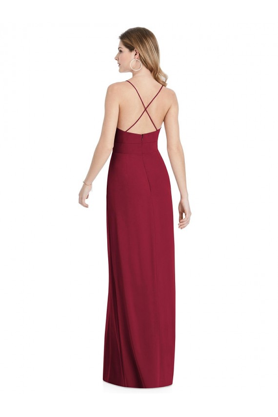 Soft Chiffon Spaghetti Straps Sleeveless Open Back Long Semi Formal Evening Dress / Bridesmaid Dress Kent