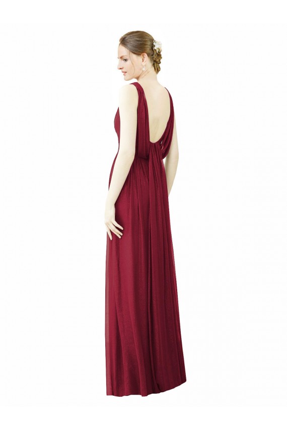 Soft Chiffon V-Neck Sleeveless V-Back Burgundy Long Bridesmaid Dress / Formal Dress Kent