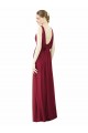 Soft Chiffon V-Neck Sleeveless V-Back Burgundy Long Bridesmaid Dress / Formal Dress Kent
