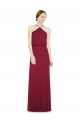 Soft Chiffon Halter Neck Sleeveless Open Back Burgundy Long Bridesmaid Dress Kent