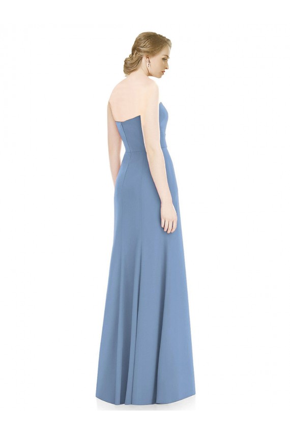 Soft Chiffon Sweetheart Sleeveless Dusty Blue Long Bridesmaid Dress Kent