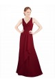 Chiffon V-Neck Sleeveless Burgundy Long Bridesmaid Dress / Evening Dress Kent